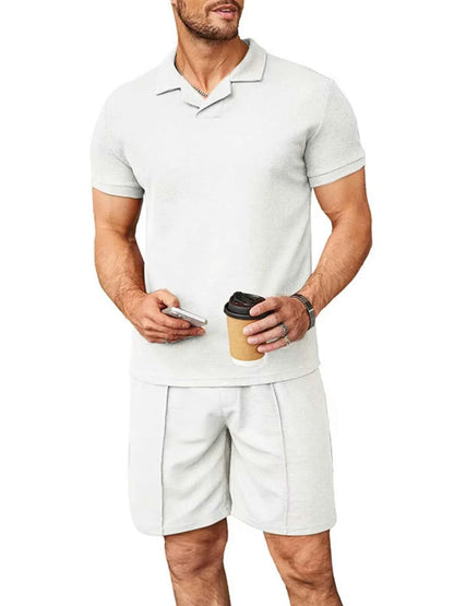 Men's Plus Size Short Sleeve Top and Shorts Set