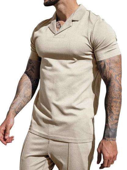 Men's Plus Size Short Sleeve Top and Shorts Set