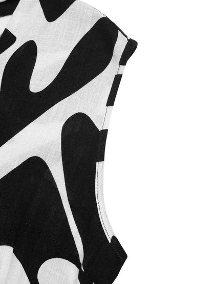 Printed Sleeveless : Wide Leg Jumpsuit