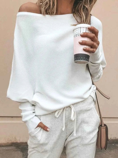 Single Shoulder Ribbed Knit Top