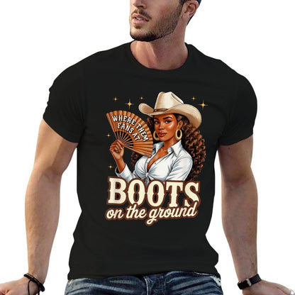 Boots On Ground Juneteenth Cowgirl Western Rodeo Black Women Odor-resistant T-Shirt