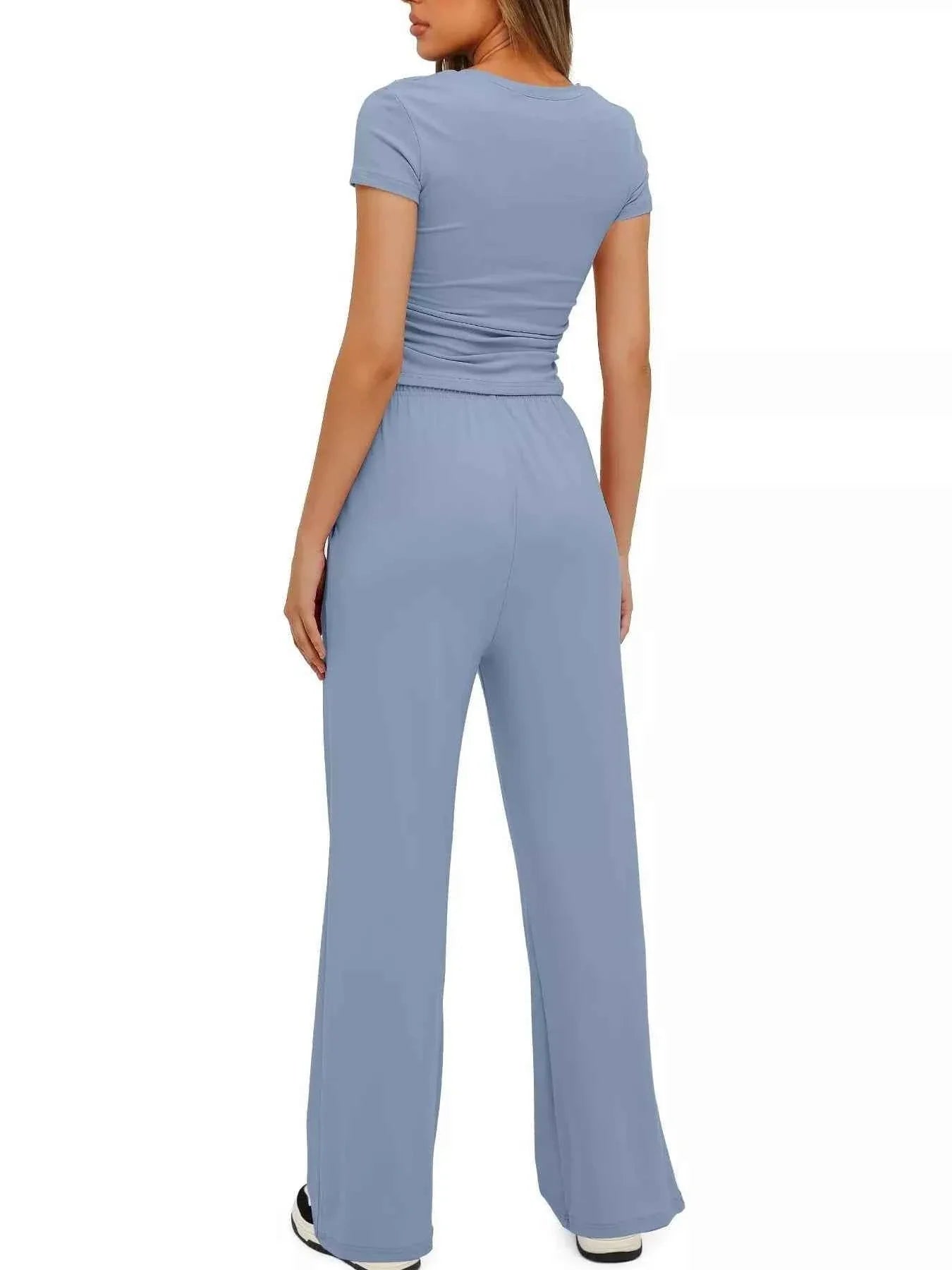 Round Neck Short Sleeve T-Shirt and Pants Set