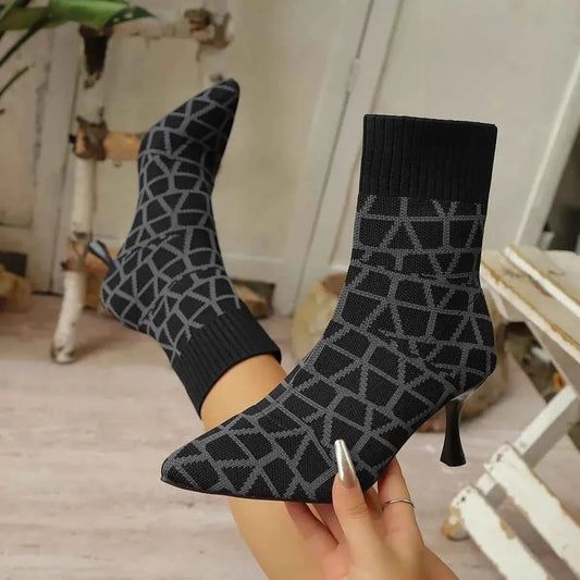 Mesh Point Toe : Stiletto Boots