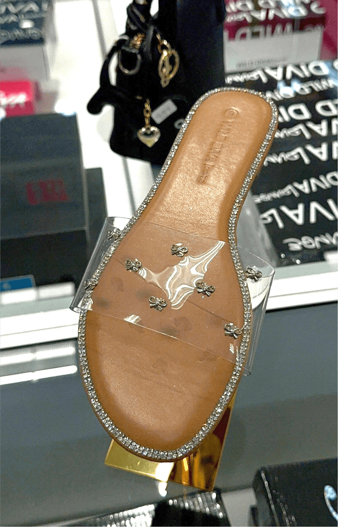 Sandalias Glamour con lazo transparente: sandalias de verano acolchadas y sin cordones