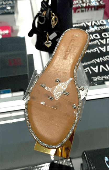Sandalias Glamour con lazo transparente: sandalias de verano acolchadas y sin cordones
