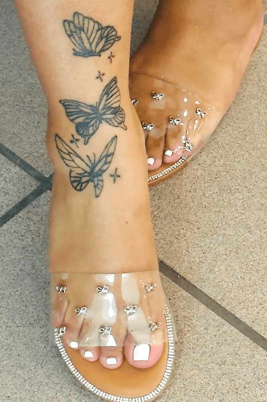 Clear Bow Glamour Slides – Cushioned Slip-On Summer Sandals