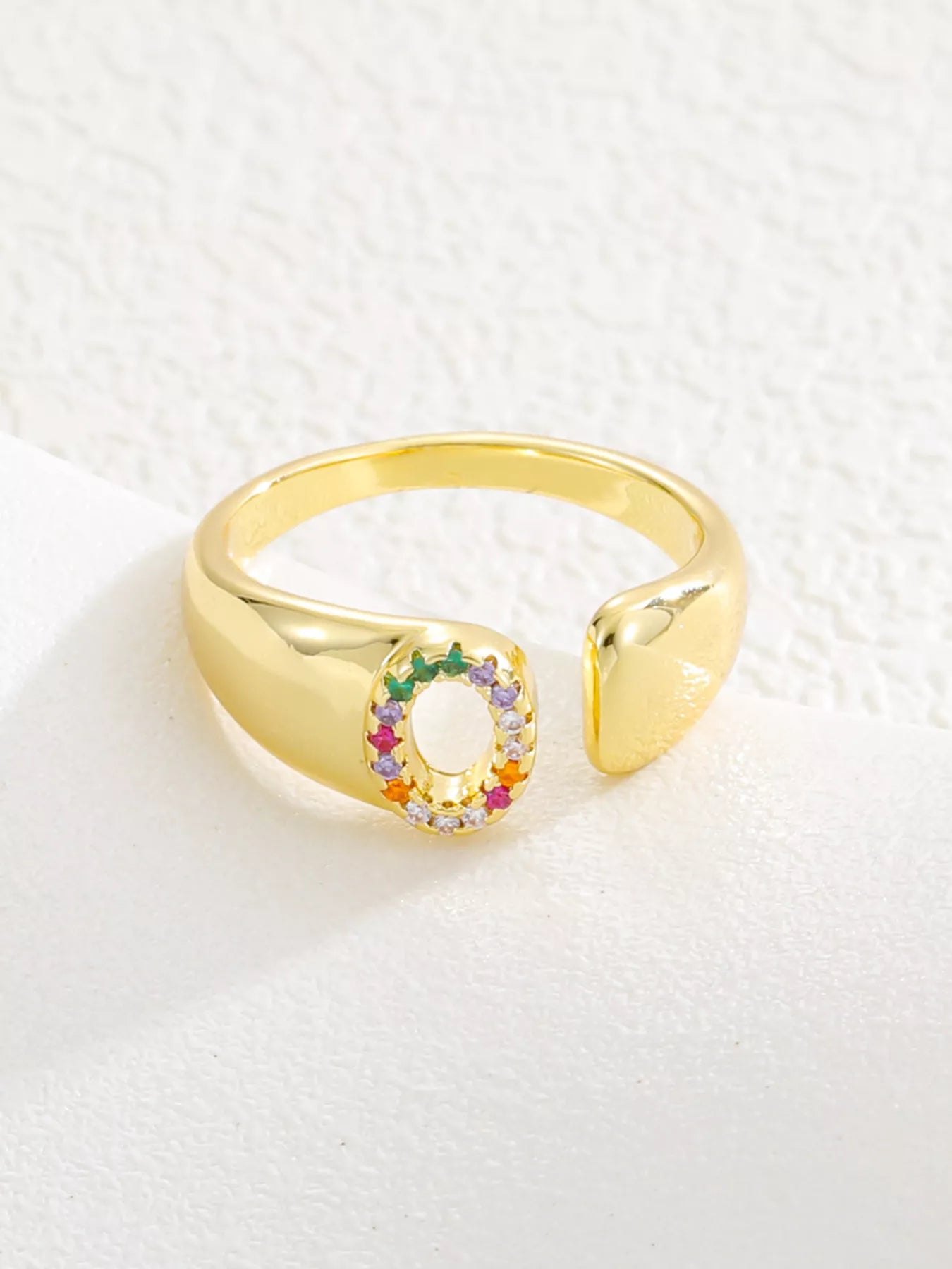 18K Gold-Plated Zircon Letter Ring