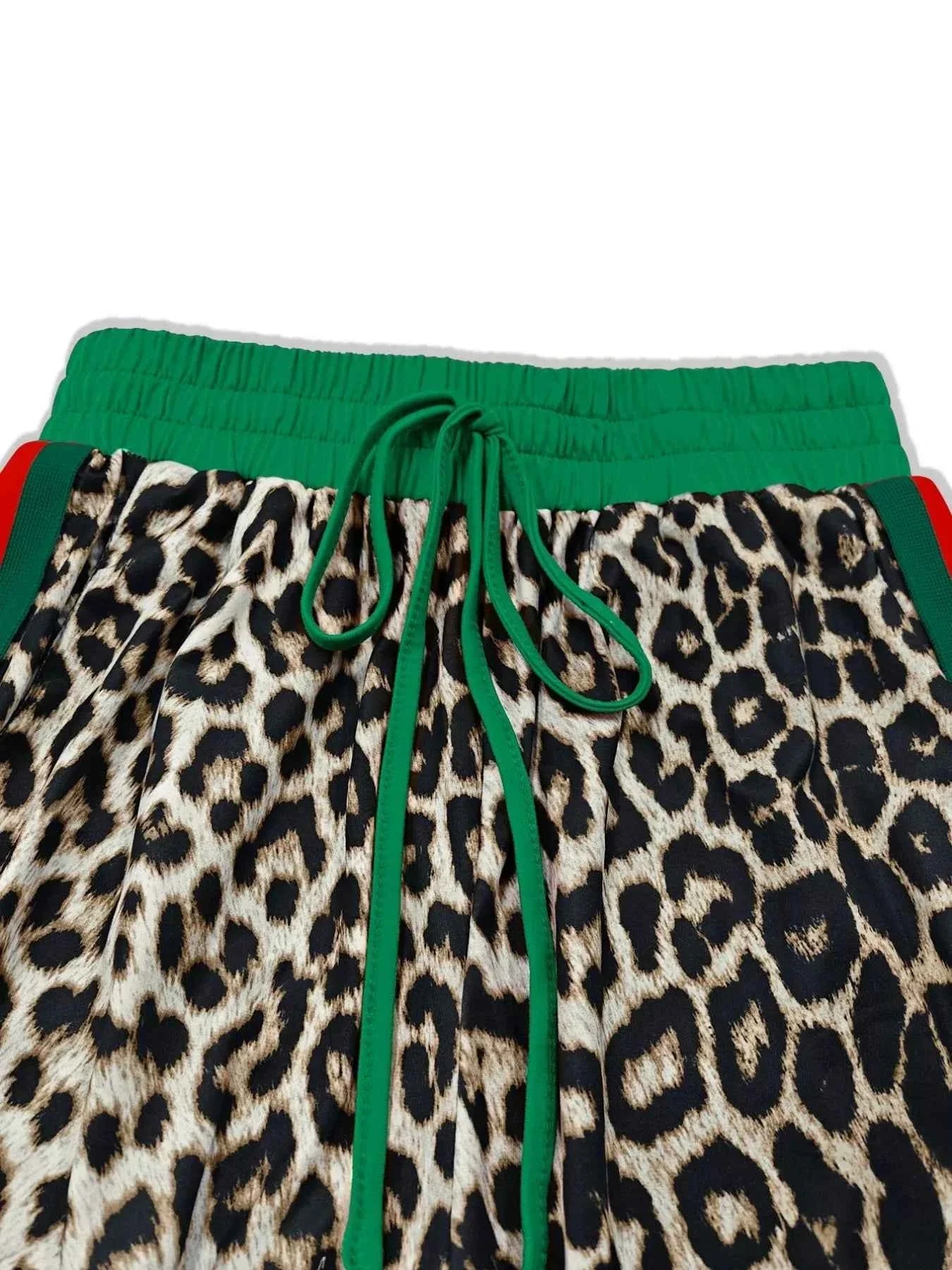 Leopard Round Neck Top and Pants Two-Piece Set