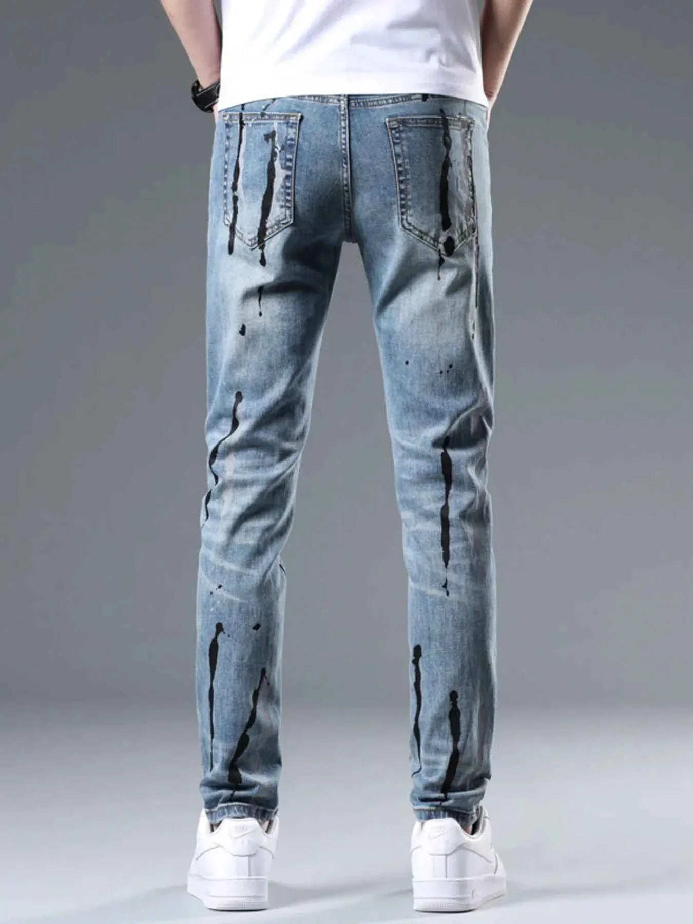 Men's Splatter-Paint Style Slim Fit Jeans