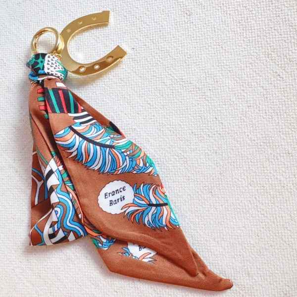 Golden Charm Luxe Print Scarf Bag Charm