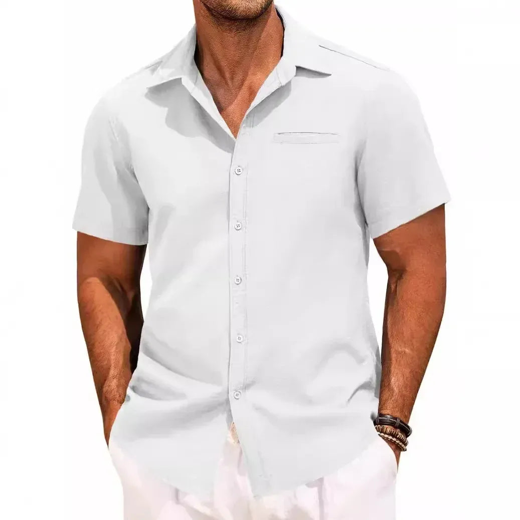 Men's Plus Size Classic Short Sleeve Button Down Shirt