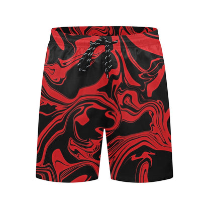Red and Black Slime Oil Spill Swim Shorts