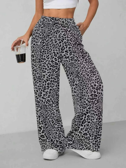 Leopard Print Wide Leg Pants