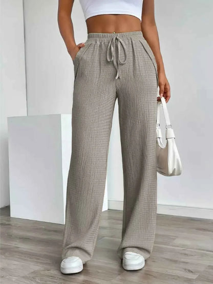 Texture Wide Leg Pants