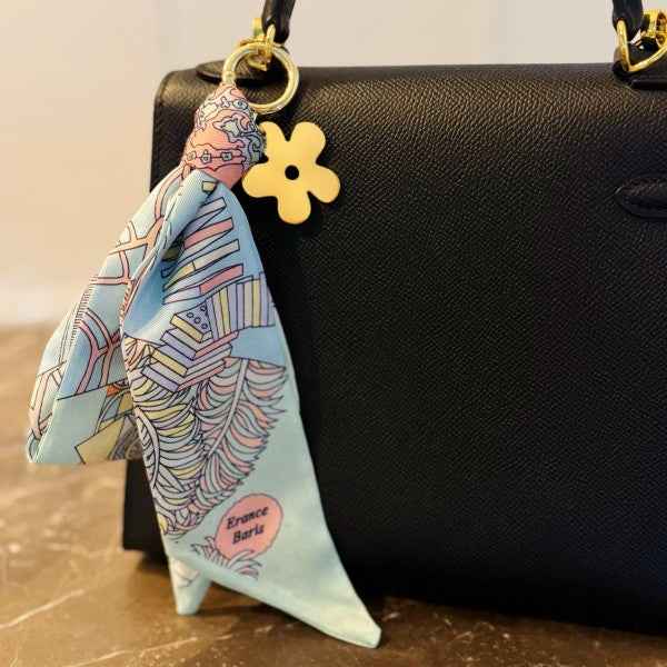 Golden Charm Luxe Print Scarf Bag Charm