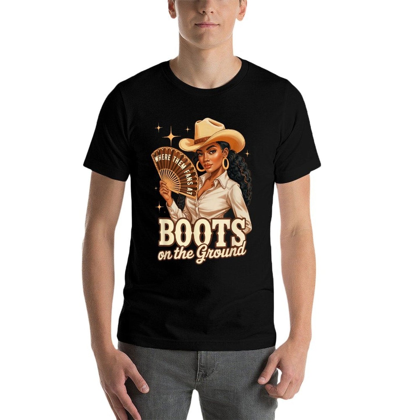Boots On Ground Juneteenth Melanin Cowgirl Western Rodeo Slim-fit Cut T-Shirt