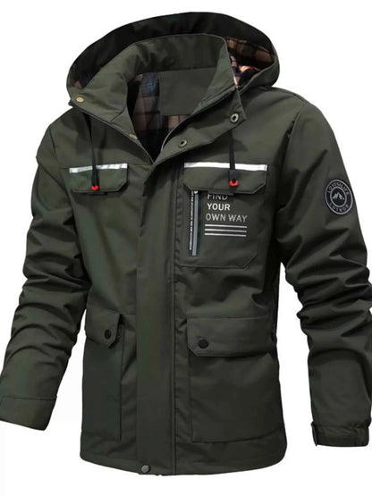 Men's Plus Size Hooded Outdoor Windproof Coat