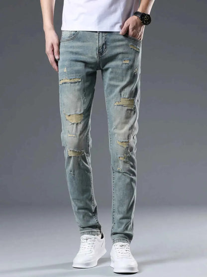 Trendy Washed Slim Fit Denim Jeans for Men