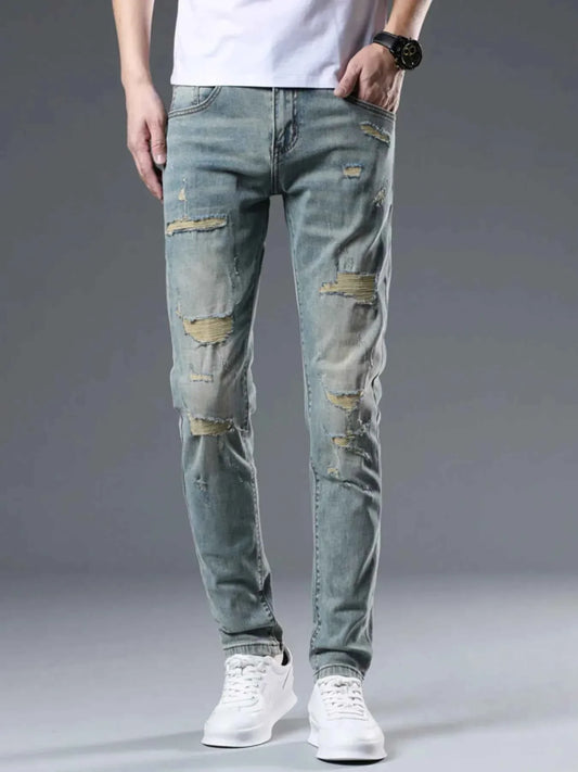 Trendy Washed Slim Fit Denim Jeans for Men