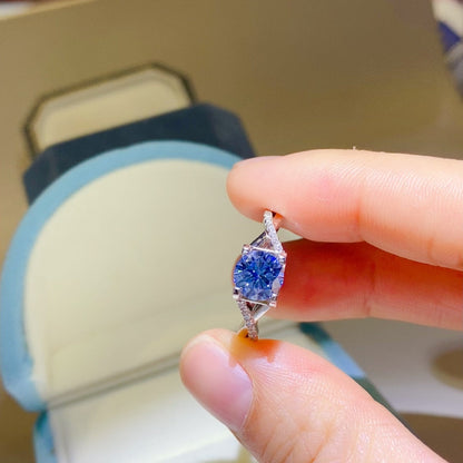 1克拉莫桑石交叉925純銀戒指