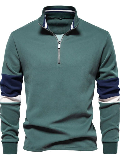 Men's Color Block Long Sleeve Polo