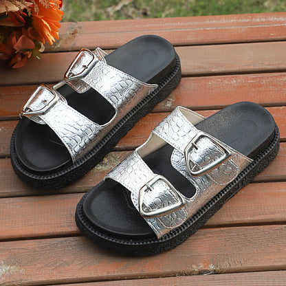 Double Buckle Platform women Sandals