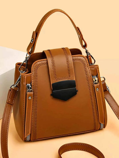 Leather Bucket Crossbody Bag