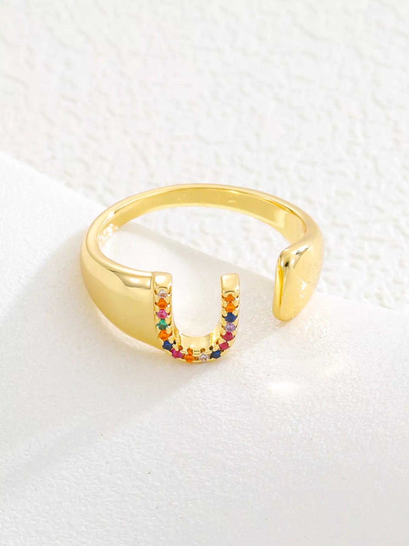 18K Gold-Plated Zircon Letter Ring