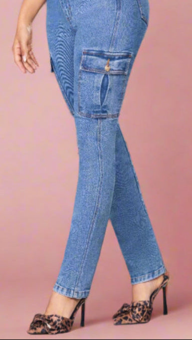 Jeans con bolsillos cargo y efecto push up colombianos 100 % auténticos de Porland
