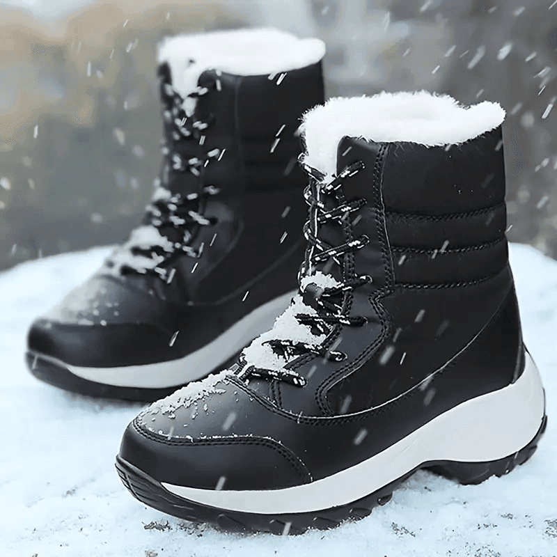 Women’s Waterproof Snow Boots – Warm Fur Platform Winter Shoes with Non-Slip Wedge Sole