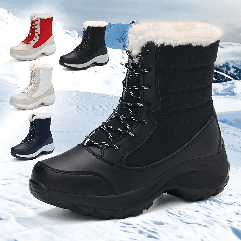 Women’s Waterproof Snow Boots – Warm Fur Platform Winter Shoes with Non-Slip Wedge Sole