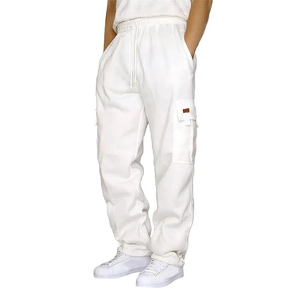 Men's Drawstring Cargo Pants – Loose Fit Wide-Leg Sweatpants