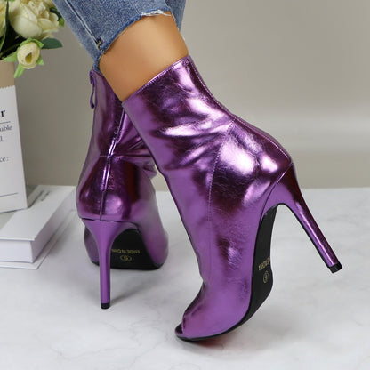 Metallic Stiletto Boots Dance Party Shine