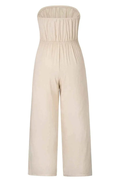 Tied Cutout Tube : Wide Leg Jumpsuit