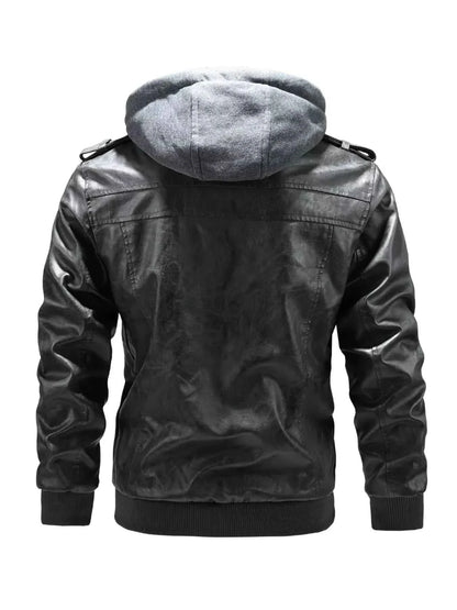 Men's Full Size Zip Up Drawstring Hooded Jacket Plus Size