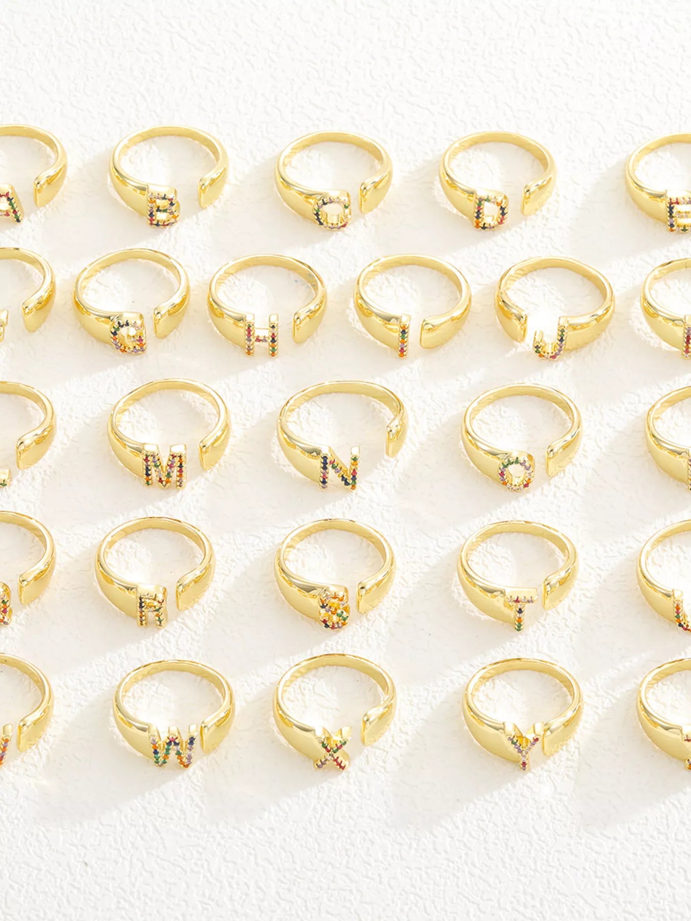 18K Gold-Plated Zircon Letter Ring