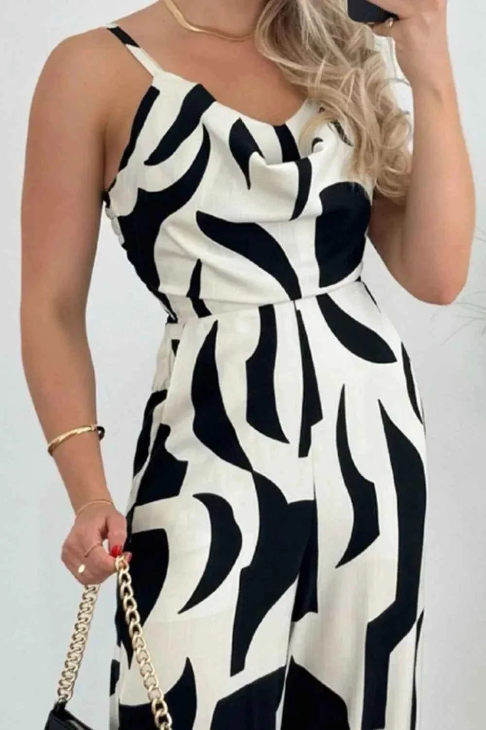 Two-Tone Spaghetti Strap : Wide Leg Jumpsuit