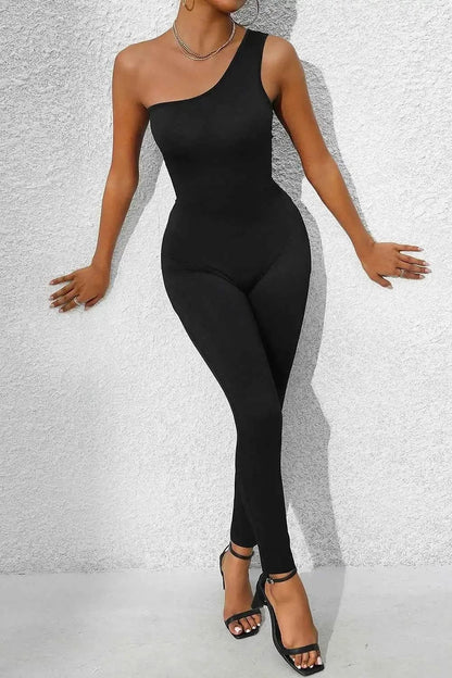 Perfee One Shoulder : Sleeveless Jumpsuit