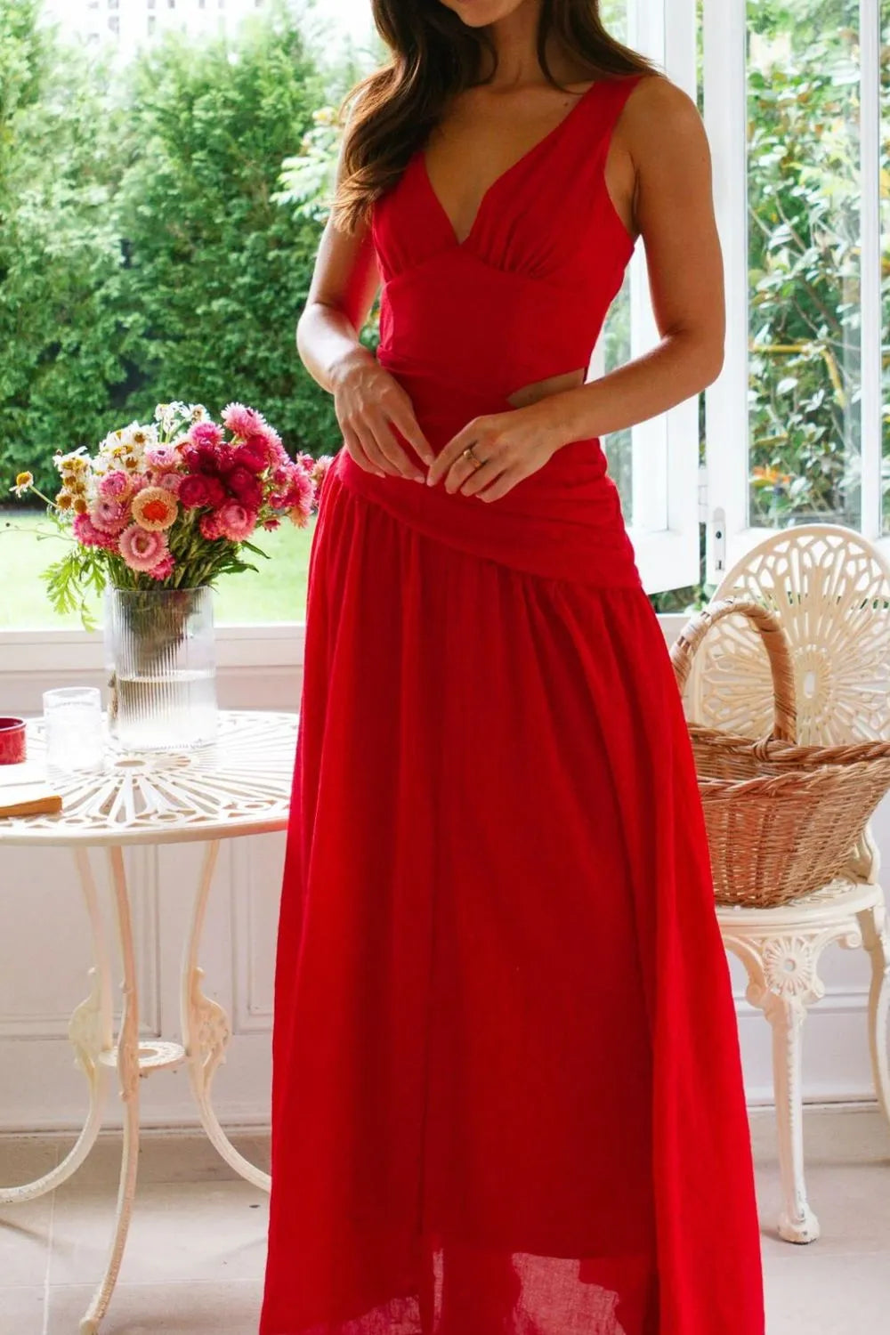 日落低語鏤空長裙