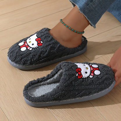 Sanrio Authentic Winter Slippers, Warm Lining, Hello Kitty Embroidery Design