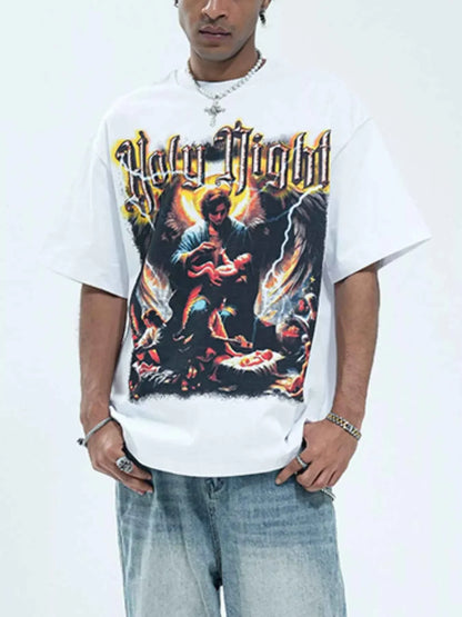 Men's Graphic Round Neck Oversized T-Shirt