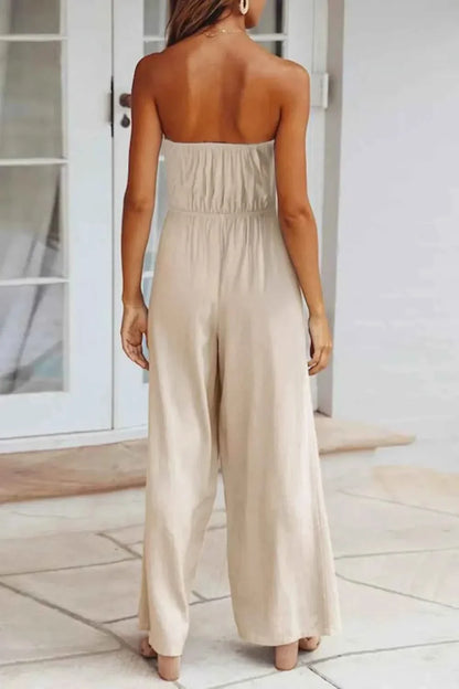 Tied Cutout Tube : Wide Leg Jumpsuit