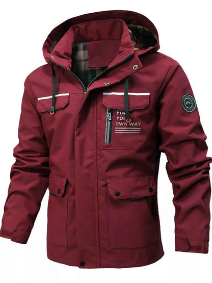 Men's Plus Size Hooded Outdoor Windproof Coat