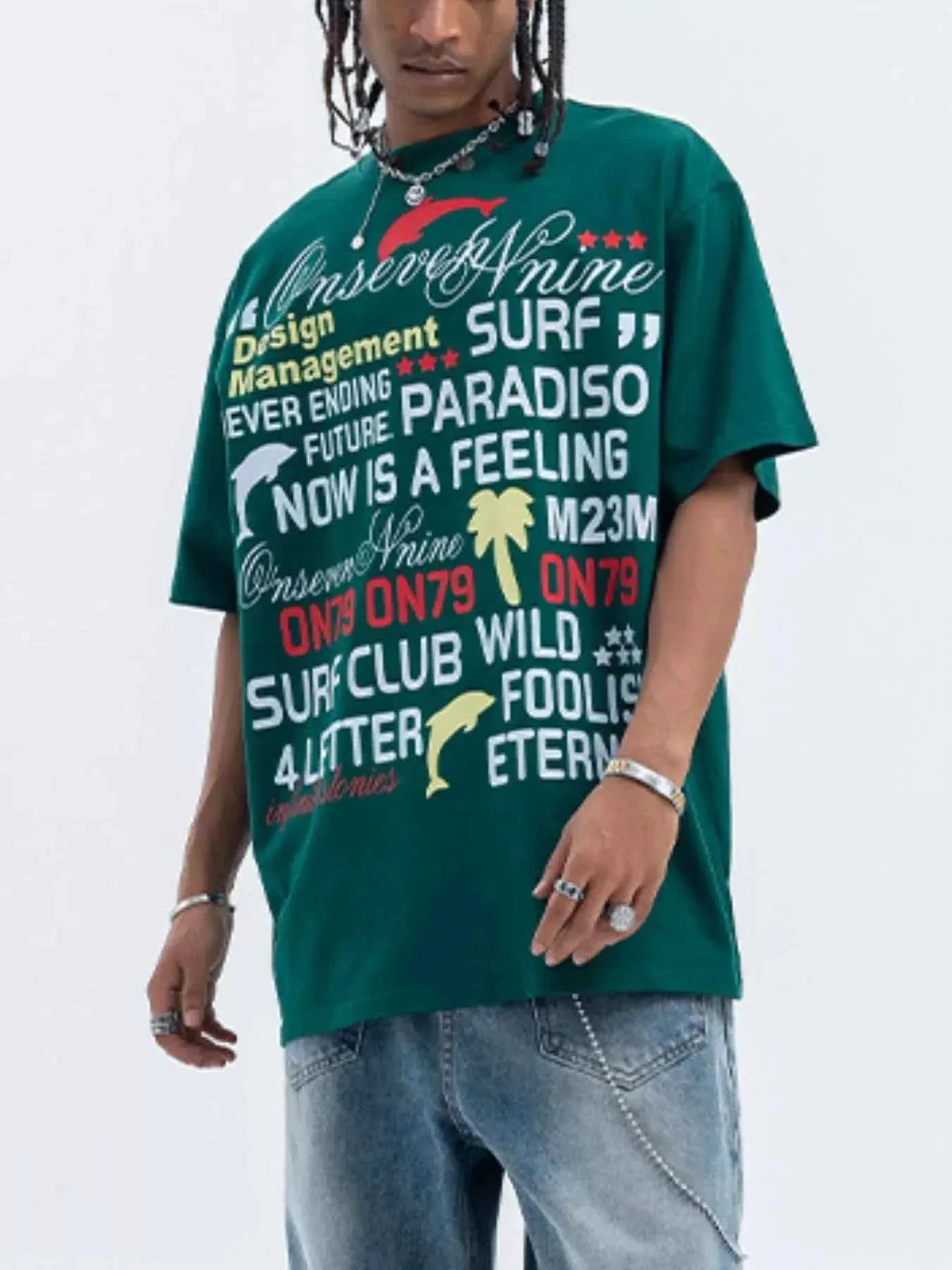 Men's Letter Round Neck Short Sleeve T-Shirt