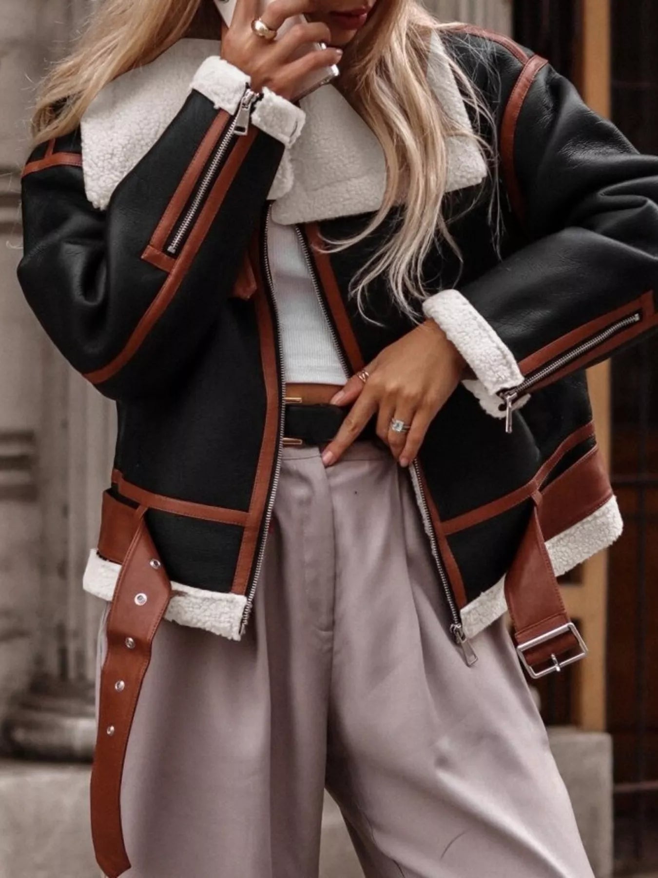 羊毛襯裡拉鍊夾克