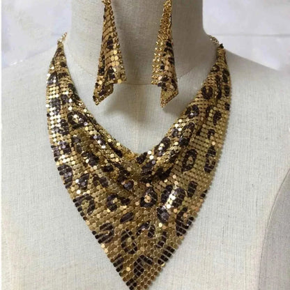 Leopard Necklace and Earrings Jewelry Set