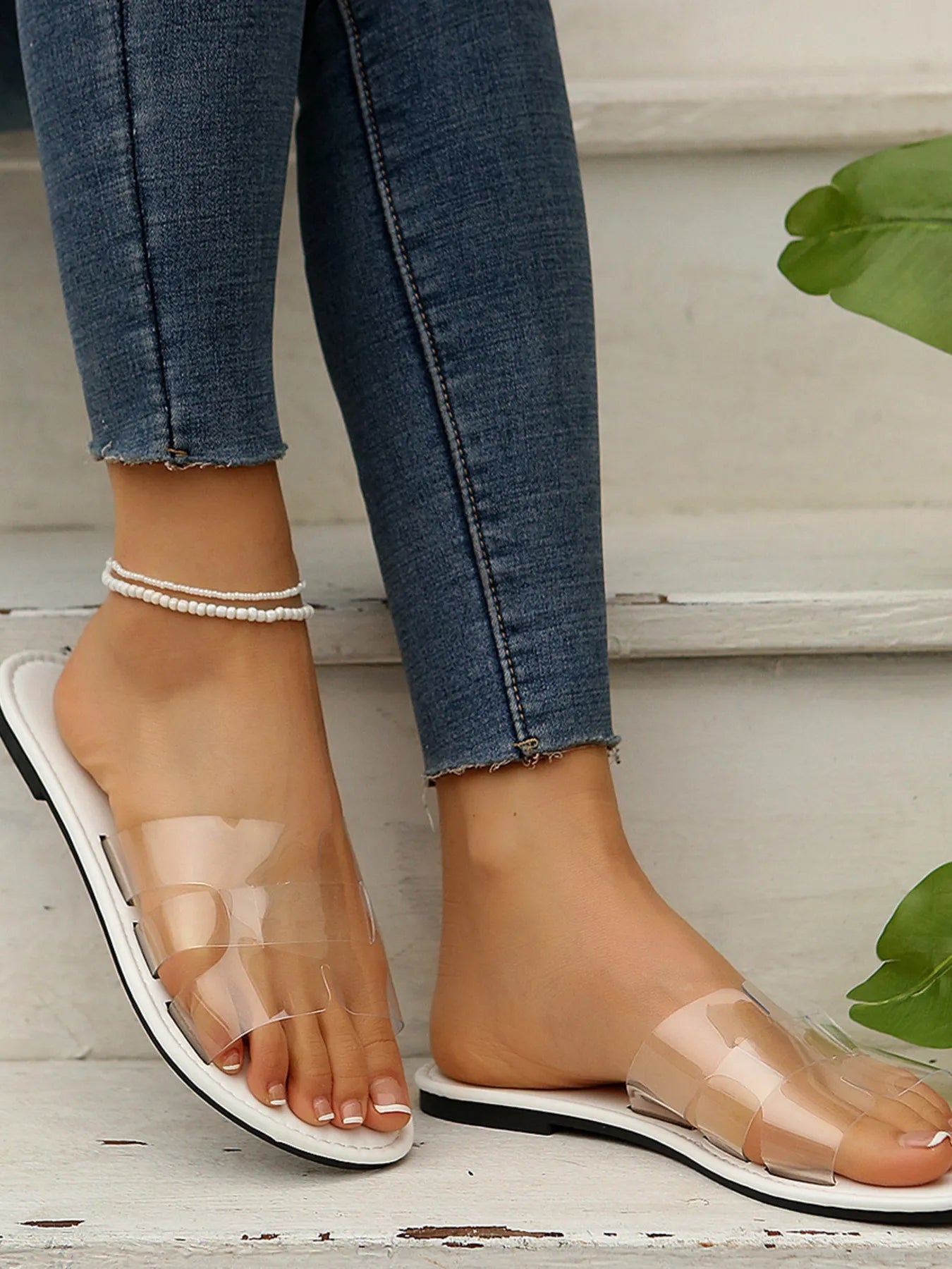 Clear Strap Flat Sandals