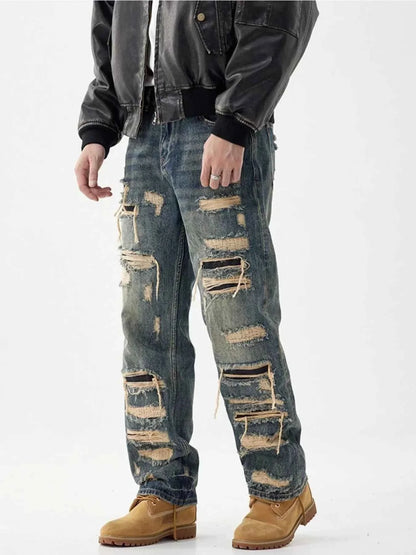 Men's Distressed Wide Leg Jeans