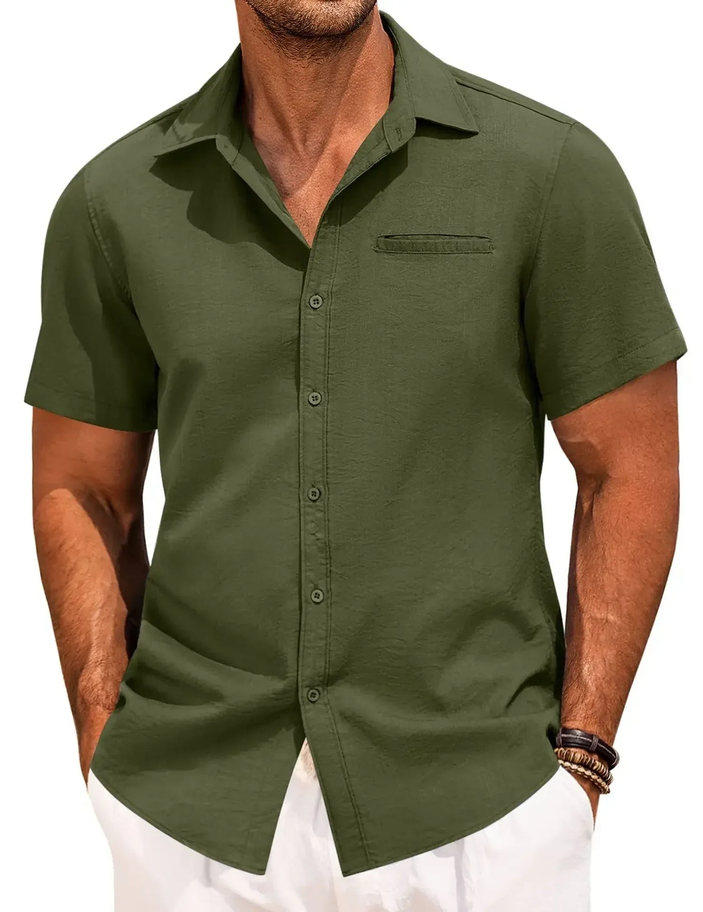 Men's Plus Size Classic Short Sleeve Button Down Shirt