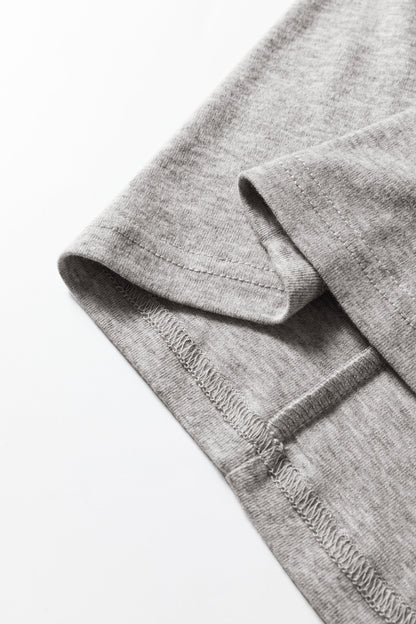 Light Grey Solid Color Extended Cuffs Long Sleeve Top